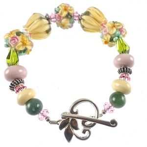 Floral Handmade Lampwork Bracelet - NWOT